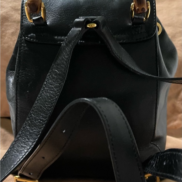 Like New Vintage Gucci Bamboo Mini Backpack Leather Black main image 10